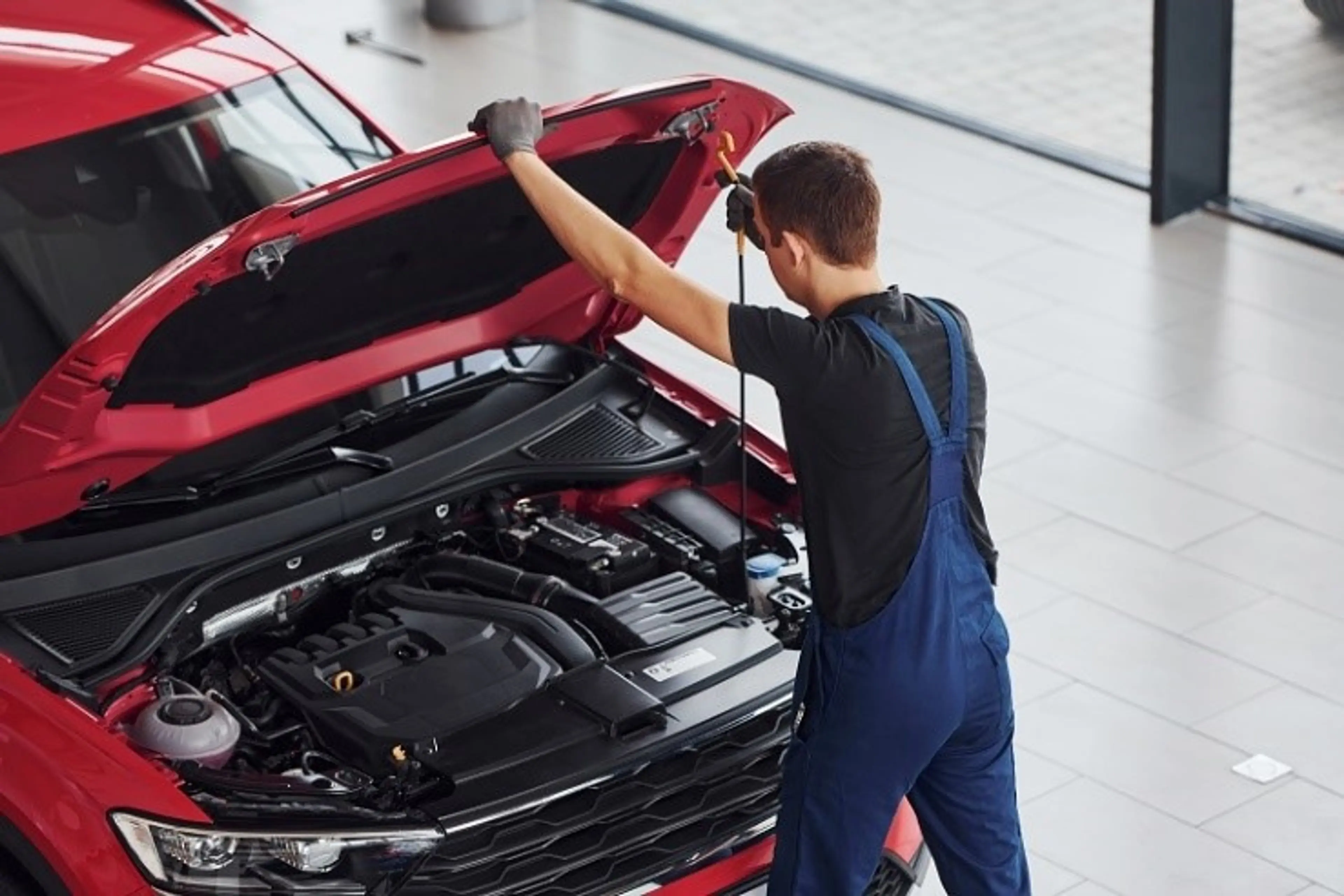 Photo of under the hood of a car