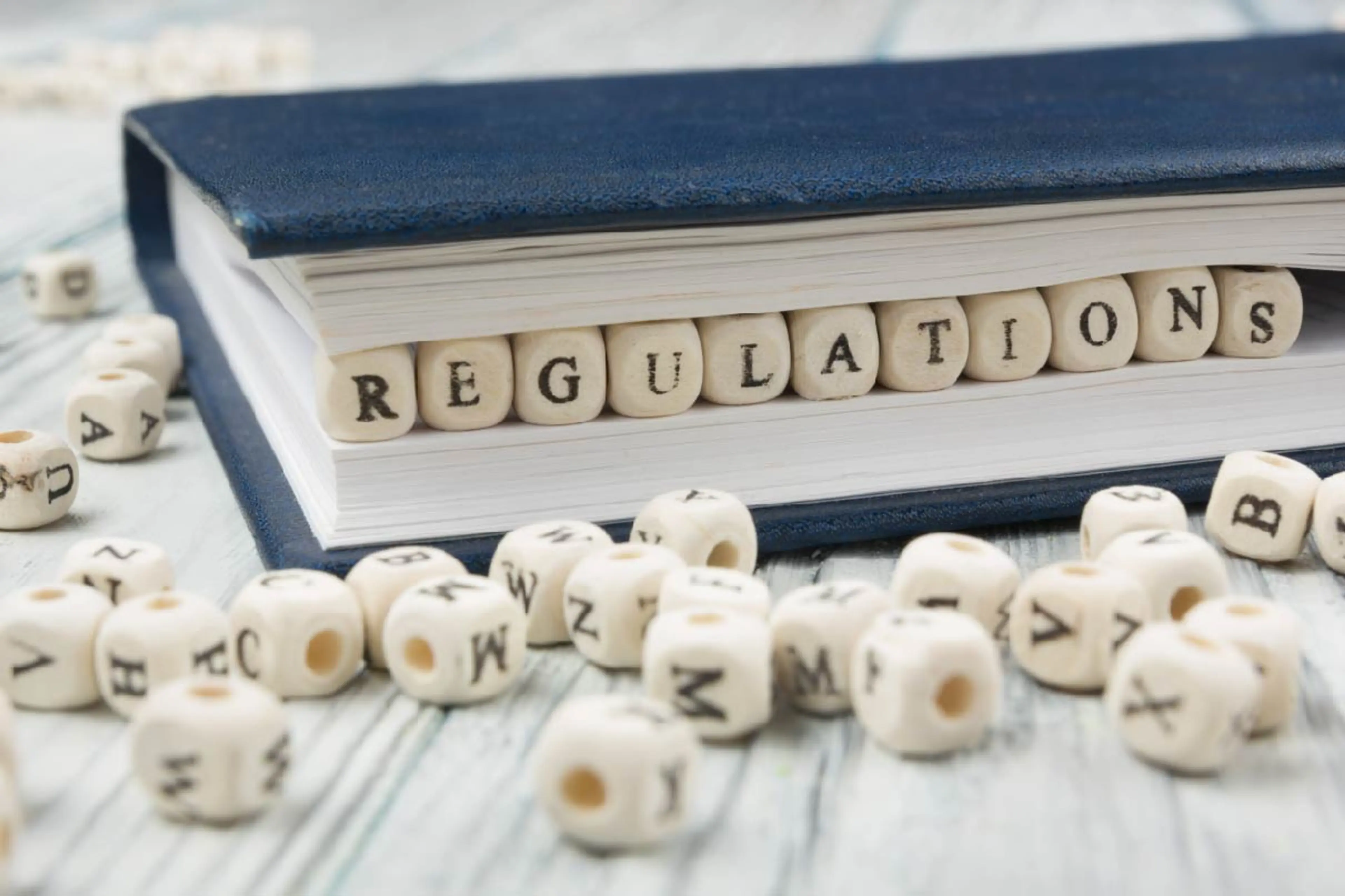 Image of the book with plastic beads spelling Regulations