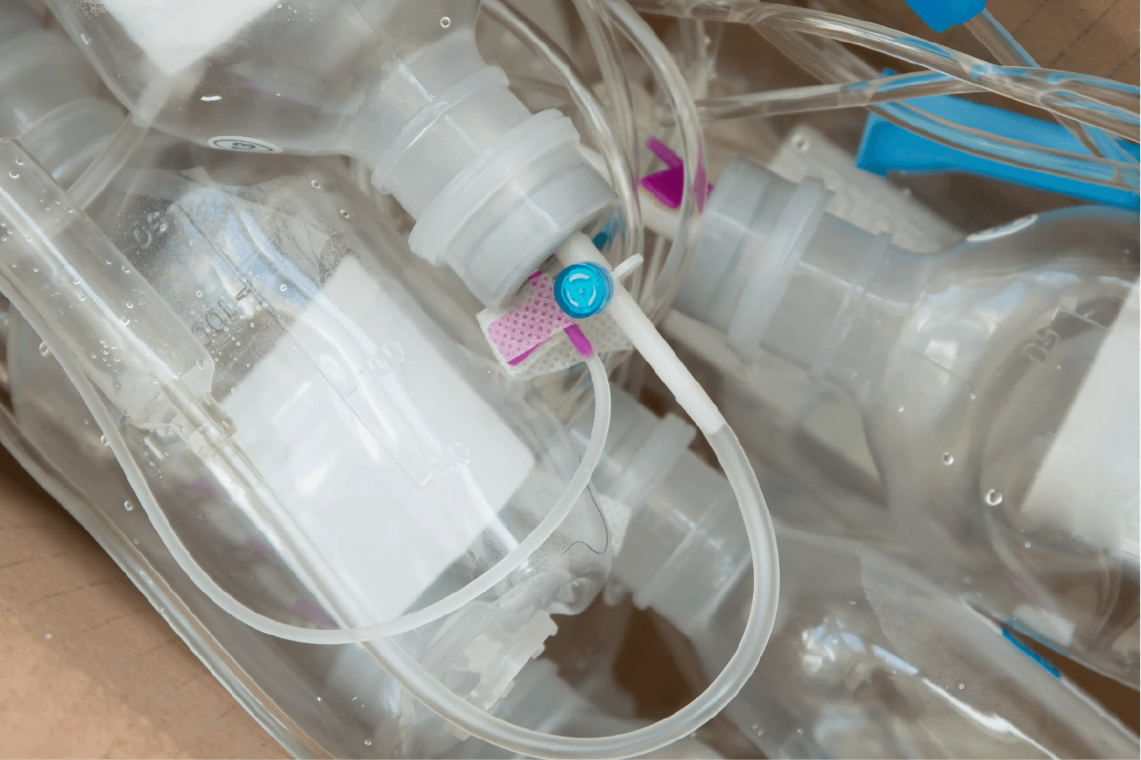 A picture showing waste medical bags and tubs