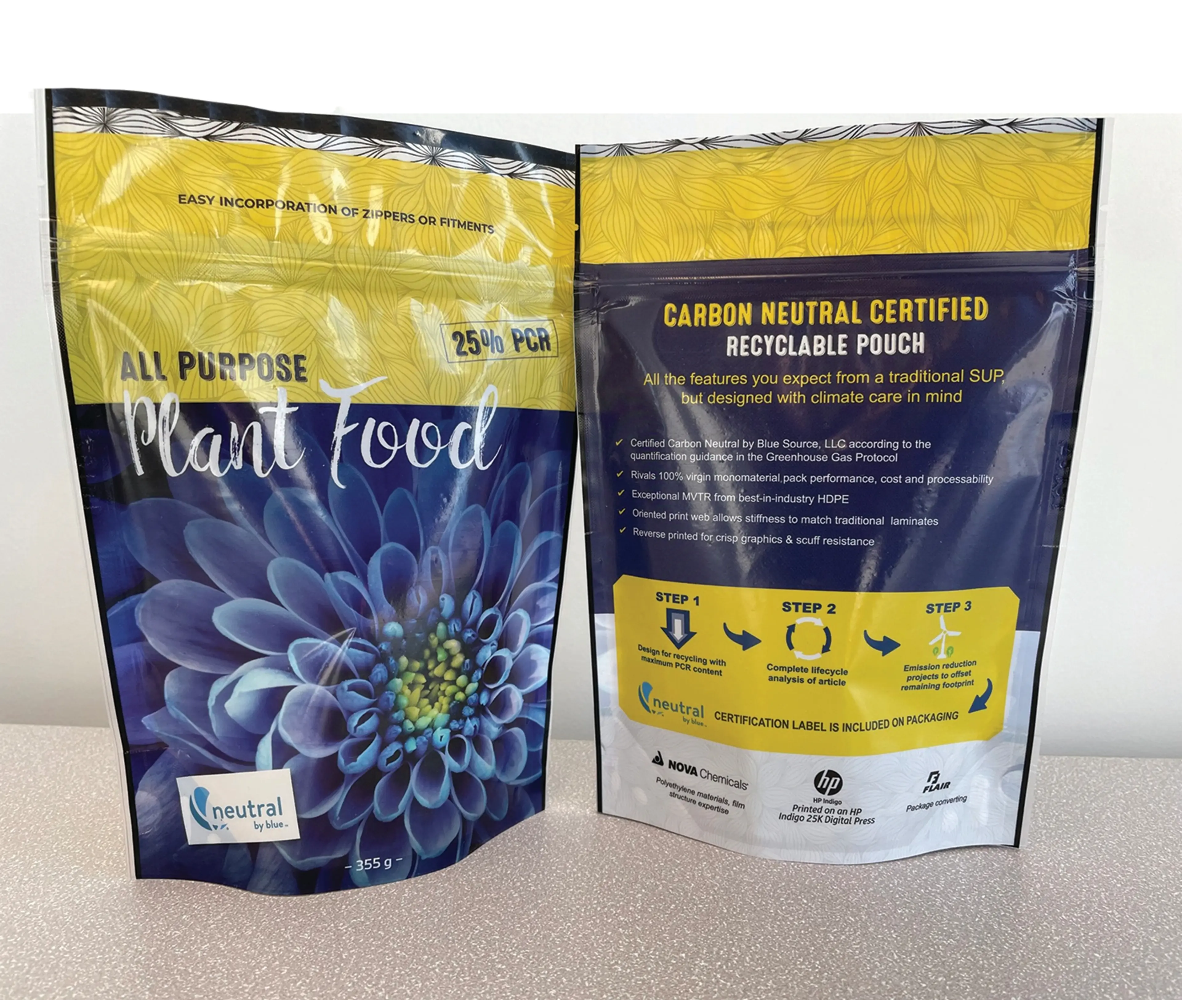 Plant food in plastic pouches