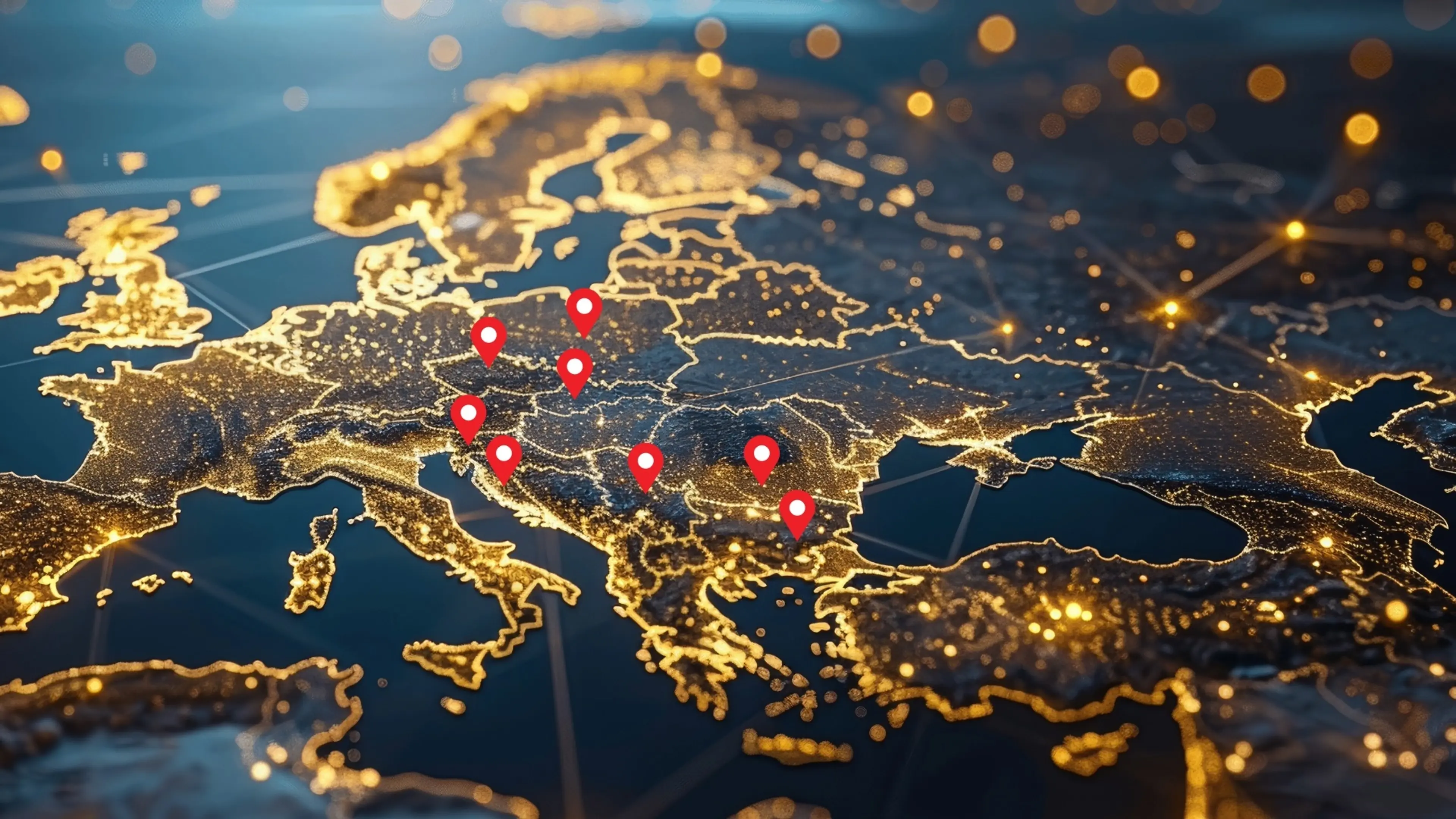 Map of Eastern Europe at night