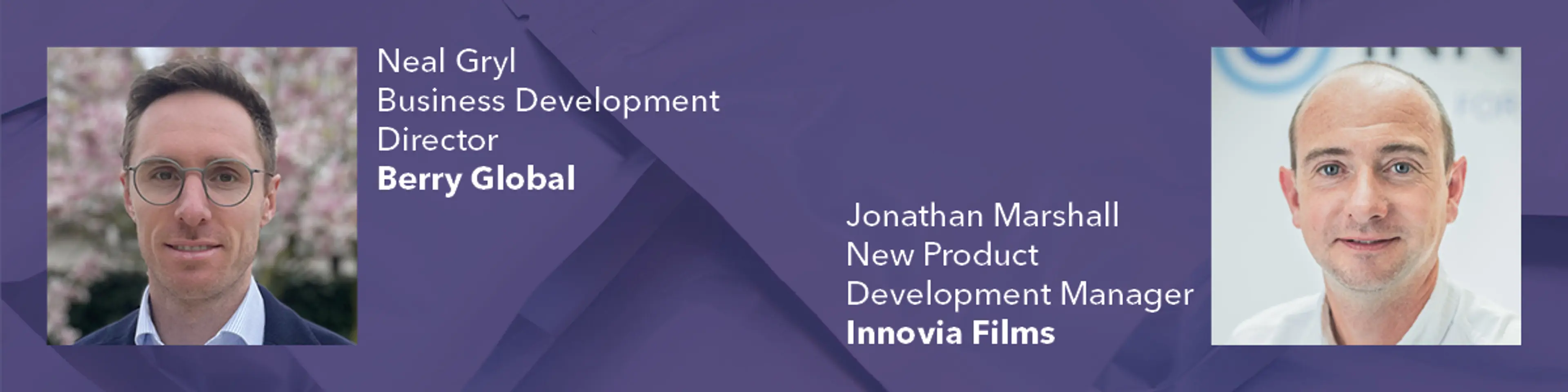 Banner showing speakers from AMI's Innovation in Pouches 2024 event