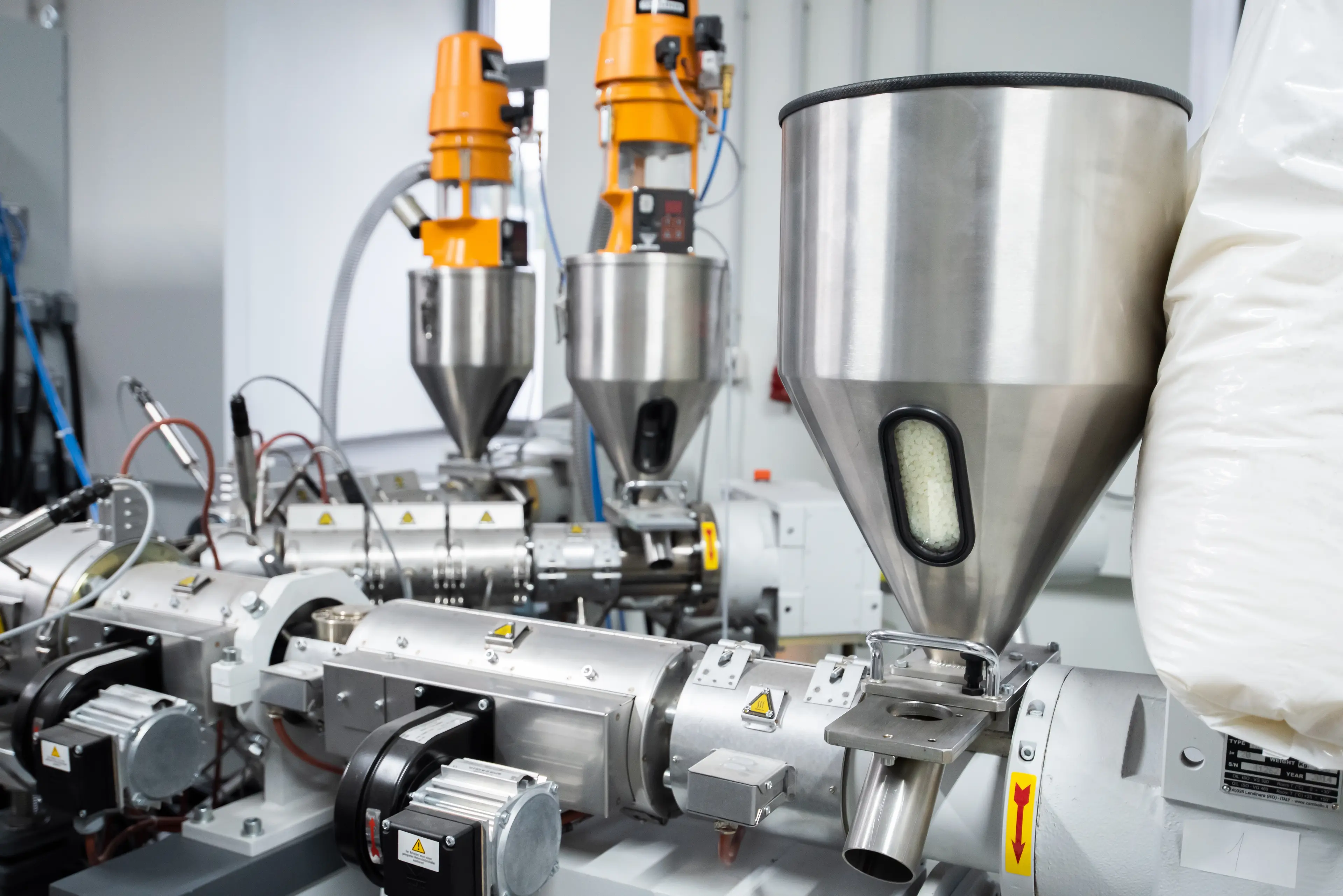 Image of extruder machine for extrusion of plastic material